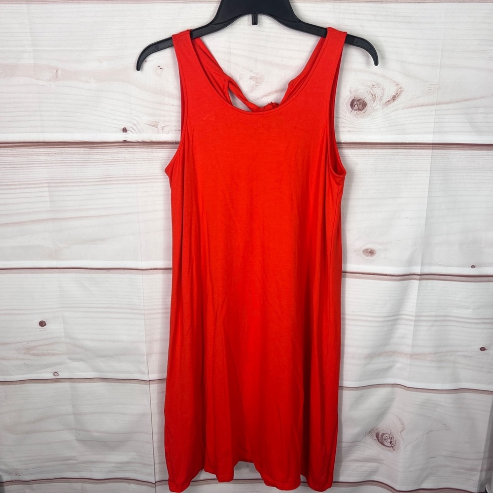 Lilla P Dress Womens S Orange Swing Tank Sleeveless Scoop Neck Jersey Knit Solid